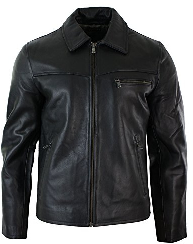 TruClothing.com Herren Lederjacke 100% Echtleder Braun Klassischer Ausschnitt Retro