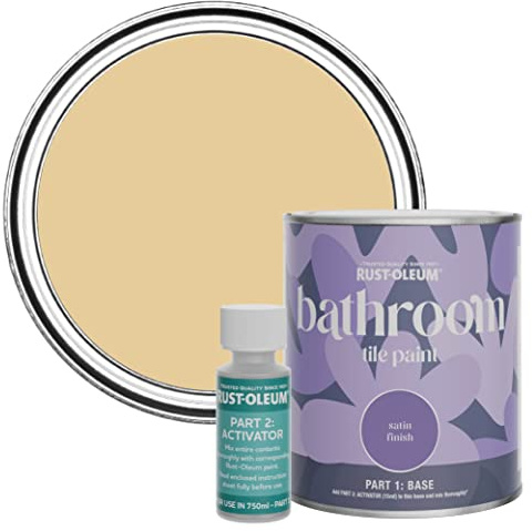 Rust-Oleum wasserfeste beige Fliesenfarbe für Badezimmer in Seidenglanz Finish - Sandsturm 750ML