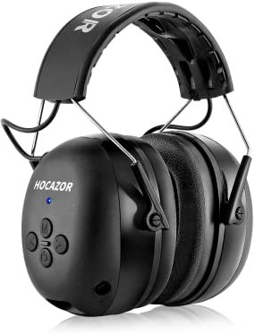 HOCAZOR HZ07 Gehörschutz mit Bluetooth 5.3, Lärmschutz Kopfhörer mit Geräuschunterdrückung für Rasenmähen, Holzarbeiten, Laubblasen, Lärmumgebung, NRR25dB/SNR 30dB Bluetooth Gehörschutz (Schwarz)