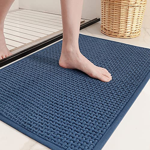 Color G Badteppich rutschfest Waschbar 60 x 90 cm, Weich Chenille Badezimmerteppich Super Saugfähig Badematte rutschfest Maschinenwaschbar Badvorleger für Dusche, Badezimmer, Badewanne - Blau
