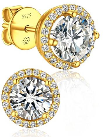 MomentWish Moissanite Ohrringe Gold 585 Ohrstecker Rosegold mit Stein | 0,6/1/2/3 Karat Ohrstecker Gold Diamant Echtes Silber Hypoallergen Schmuck Damen Geschenk für Frauen Freundin 4-7,5 mm