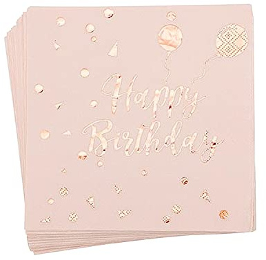 40 Happy Birthday Servietten, Pink Rose Gold Servietten, Geburtstagsservietten, Tischdeko, Deko, für Geburtstagsparty Deko