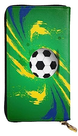 JCAKES Portafoglio lungo in pelle Portafoglio Sport Ball Soccer Card Wallet Portafoglio in pelle Portafogli da viaggio Portafogli, custodie per carte e organizer per denaro, Nero , Taglia unica,