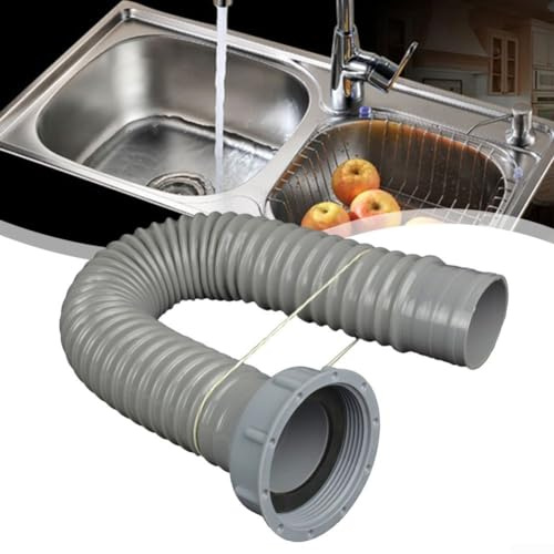 Tuyau de vidange d'évier de cuisine, filtre de drainage, tuyau d'évacuation des eaux usées, siphon de plomberie pour baignoire, lavabo, évier de cuisine 58 mm x 100 cm