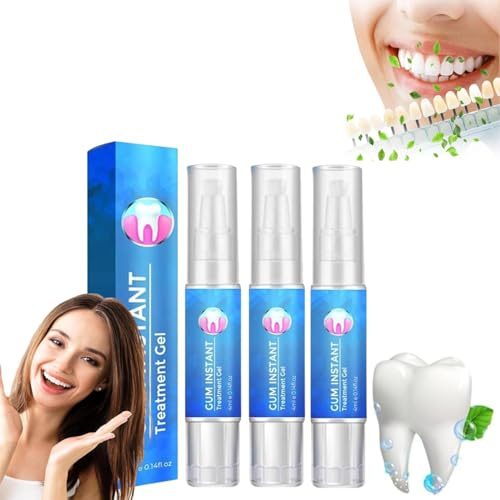 Gfouk Gum Instant Treatment Gel, Ceoerty Gum Shield Therapy Gel, Gum Treatment for Receding Gums, Gum Shield Repair Gel, Teeth Whitening Essence Pen, Rejuvenate Your Gums (3pcs)