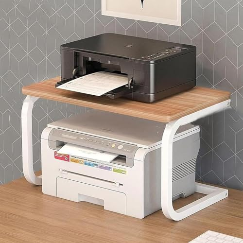 Organizer Scrivania Porta Stampante Supporto Per Stampante Da Tavolo In Legno A 2 Livelli Supporto Per Stampante Con Telaio In Metallo Scaffale Da Scrivania Organizer Per Fax Organizer Ufficio (Color