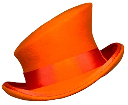 Hut mit Ohren, asymmetrischer Zylinder, Wollmütze, Damen, Herren, Unisex, Damenhut, Punk-Hut, modische Schleife, dekorative Mütze, Wintermütze, Herren, warm, Orange, Einheitsgröße