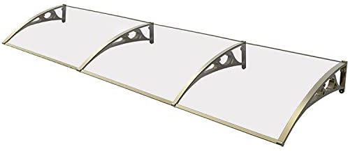 Vordach für Vordertür, Gebogene Tür, Fenster, Markise, transparente Halterung aus Polycarbonat-Aluminiumlegierung für regensicheren Sonnenschutz im Freien (Farbe: transparent, Größe: 150 x 60 cm)
