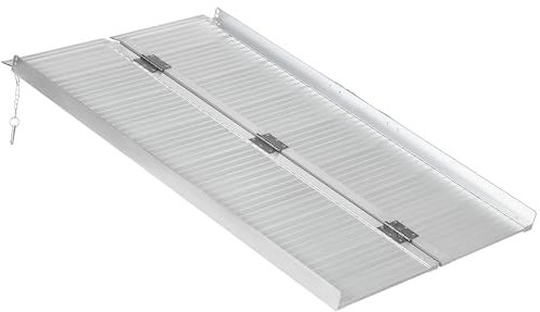 HOMCOM Rampa de Silla de Ruedas Rampa de Carga Rampa de Acceso Antideslizante Plegable de Aluminio con Bordes Carga Máx. 270 kg, 123 x 74 cm