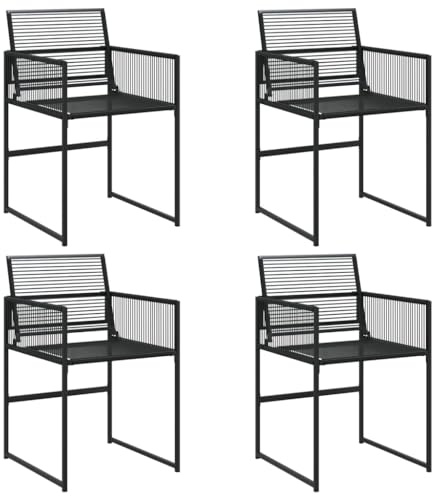 vidaXL Gartenstühle 4 STK. Schwarz Poly Rattan, Gartensessel, Sessel, Terrassenstuhl, Garten Sessel, Outdoor Sessel, Terrassensessel, Outdoor Stuhl