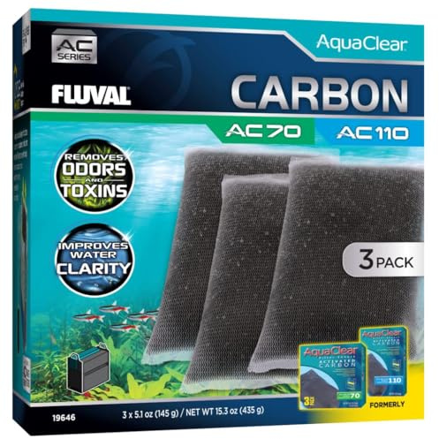 Fluval Charge Pack Aktivkohle für Filter Rucksack für Aquarium AquaClear AC70/110, 3 Stück | Entfernt Gerüche und Giftstoffe, verbessert die Klarheit des Wassers