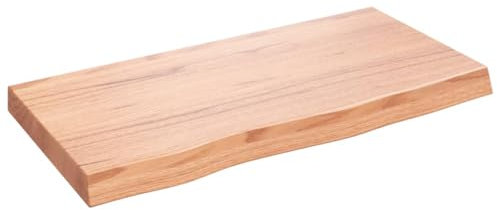 Makastle Waschtischplatte Holzbohlen Ideal für Aufsatzwaschbecken, Tischplatte Holzplatte Baumkanten-Platte für Heimwerker, Arbeitsplatten, Hellbraun 80x40x(2-6) cm Massivholz Behandelt