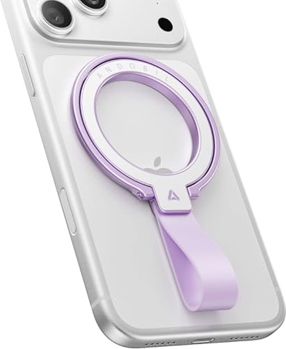 andobil [2026 Unrivaled Stability] Magnetic Phone Grip Holder for MagSafe Ring Stand Holder Kickstand Compatible with MagSafe Accessories for iPhone 17 Air 16 Pro Max Plus 15 14 13 12&Android, Purple