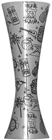 Cocktail-Messbecher-Set aus Edelstahl mit Tiki-Dekoration und Aero-Spirit, Maße: 25 ml/50 ml, Modellnr. UB3546