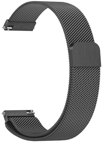 Amzpas Edelstahl Mesh Uhrenarmband 22mm 20mm 19mm 18mm Metall Ersatz Armband Magnetverschluss Smartwatch Schnellverschluss Watch Uhren Ersatzband Für Damen Herren(20mm,Schwarz)