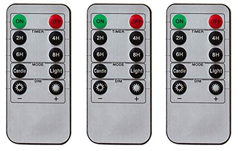 Sharplace 3X 10 Tasten Fernbedienung mit Timer für LED Flackernde Kerze, Teelichter, Stabkerzen