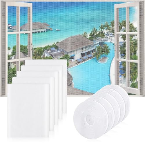 5Stk Fliegengitter Fenster, Fliegengitter Zuschneidbar 130x150cm, Selbstklebend Insektenschutz Fenster, Fliegennetz Fenster, Hohe Dichte Mückengitter, Insektenschutz für Fenster
