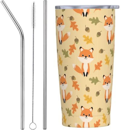Taza Termica Acero Inoxidable 20Oz, Zorro De Otoño Taza Termo Café Personalizada Acero Inox Vaso Termico Con Tapas Taza De Viaje, Para Oficina, Coche