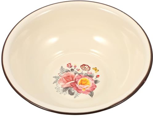 OFFSCH Cuenco de Esmalte Retro Multiusos para Cocina Bordes Lisos y Diseño Grueso Adecuado para Servir Frutas y Snacks Hogar