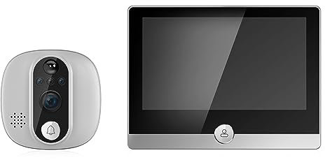 Junterone Schermo LCD WiFi TUYA da 4,3 Pollici Campanello Digitale Citofono 1080P Visione Notturna Spioncino Elettronico Spioncino per Videocamera Nero