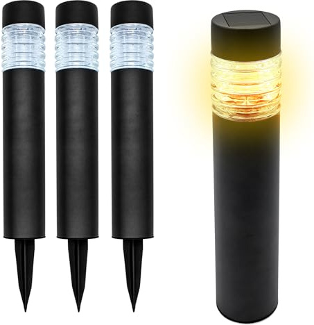 Spetebo Edelstahl Solar Gehwegleuchte 42 x 8 cm - 4er Set in anthrazit - Garten Wegeleuchte warm weiß - Solarleuchte Gartenlicht Außenleuchte Deko Beleuchtung solarbetrieben für Außen Terrasse