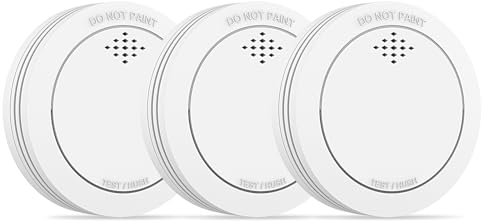 Rilevatore di fumo a 10 anni con montaggio magnetico, allarme di fumo in rete certificati TÜV-Rheinland con batteria sostituibile, allarme antincendio da 85 db, funzione muta 3 pezzo
