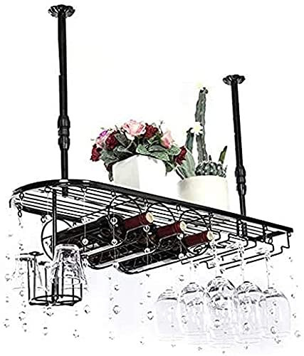 Estante de hierro europeo para colgar copas de vino para cocina, estante de metal negro para vino para bar y restaurante, estante colgante para copas de vino (80 x 25 cm)