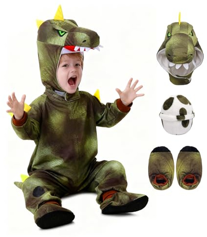 Dzorim Dino Kostüm Kinder Faschingskostüm Dinosaurier Jungen Dino Onesie Drachenkostüm für Karneval&Halloween