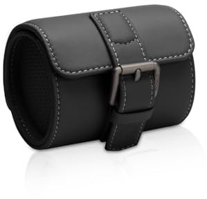 MODALO Genius Uhrenrolle – Mikro-Leder Uhrenbox für 1 Uhr, Elegante und Kompakte Aufbewahrungsbox, Hochwertiges Reise-Uhrenetui (Schwarz)