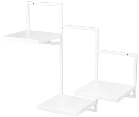 FRAMADO - Wand Pflanzenregal Trio Ripiani - Pflanzenständer 58x22,5x50cm - Farbe Weiß - Indoor-Display - Wandregal aus Metall - Dekoratives Regal - Wohnaccessoires