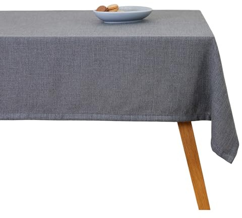 home&you - Tischdecke Clifden 150x220cm, Abwaschbar, Tischtuch Drinnen und Draußen, Gartentischdecke, Leinenoptik, Stofftischdecke, für Garten, Geburtstag, Party, Hochzeit - Grau