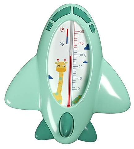 Vaguelly Wasserthermometer für Babys in Grün mit Explosionsgeschütztem Design und Glattem Pp Material Cartoon Flugzeugform für Badewanne und Zimmer