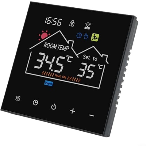 Termostato inteligente WiFi equipado con características avanzadas para gestión de temperatura y necesidades de seguridad familiar (16A-WIFI)
