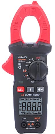 Medidor de abrazadera digital de 600 A, probador de 600 V, multímetro de rango automático con retención de datos NCV, probador de voltajes de corriente de 4000 cuentas