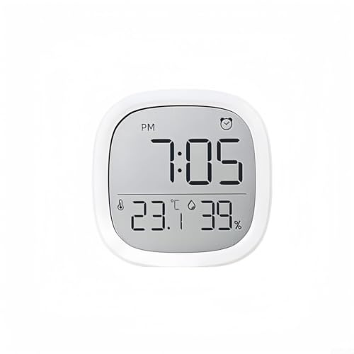 Multifunctional Digital Clock with Thermometer Hygrometer, Magnetic Alarm, Indoor Outdoor Temperature and Humidity Meter for Home and Work Spaces (White)