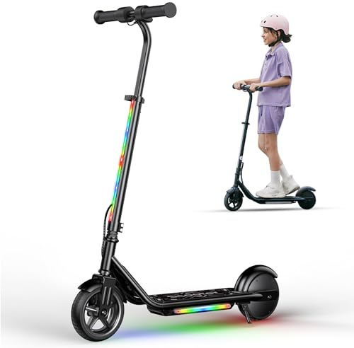 iScooter E Scooter für Kinder von 6-14 Jahren, 6,5 Faltbar Elektroroller mit Musik & 3 Höhenstufen einstellbar, 6 Leicht Kinder E Roller mit Bunte Lichter, Max Reichweite 15/7 km, 3 modi 5-19 km/h