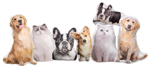 Noonedibs Almohada personalizada con forma de almohada para mascotas, cojín personalizado con imagen, divertido cojín de cara de amigo peludo, regalo para amantes de las mascotas