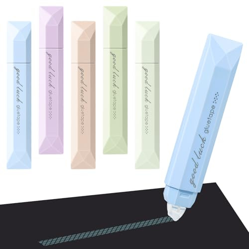 Temiary 5Pcs Glue Tape, Double Sided Tape Pen for Scrapbook, Multicolor
