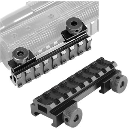 2 Pezzi Supporto Basso Picatinny da 0.5 Pollici con 8 Scomparti, Montaggio per Mirini Red Dot e Ottiche, Alluminio Nero