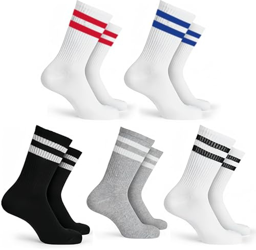 PANYI 5 Paia Calze Sportive Donna Casual Calzini Spugna Uomo Calzini da Corsa Calzini di Cotone a Righe Assorbenti del Sudore Adatti per Scarpe Sportive, Scarpe Casual