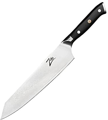 Zelite® Kiritsuke Damastmesser, Scharfes Küchenmesser 22,8 cm, Japanisches Messer für Zuhause & Gastro, Profi-Messer Scharf, Damast Kochmesser für Küche, Damaszener Messer mit Nahtloser Verarbeitung