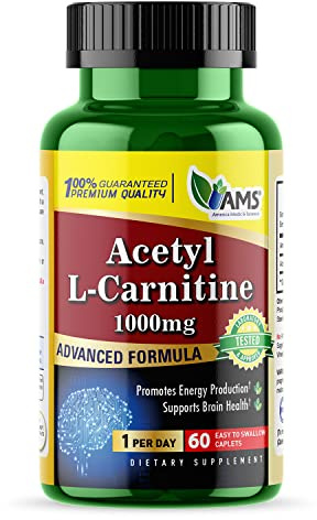 America Medic & Science Acetyl L-Carnitine 1000mg (60 Tablets) | Dietary Supplement for Men and Women | Promotes Energy Production | Supports Brain Health | Helps Improve Memory and Focus