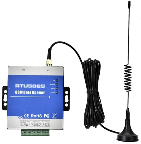 GSM RTU5025 Ouvre-Porte de Garage à Distance GSM Gate Opener 1000 Contrôle Historique Alarme 2G/3G/4G Relais de Surveillance pour L'usine D'alarme Ouverture de Porte de Garage (Bleu)