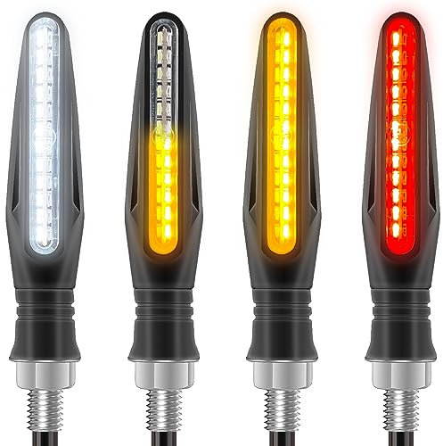 Kinstecks [Neue Version 4 Stück Indikatoren für Motorrad, Blinker, Blinker, Blinker, Kurvenlicht, Tagfahrlicht, Bremslicht, 12 V, für Motorrad