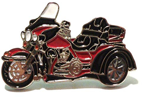 Anstecknadel mit 3 Rädern, Metall, Emaille, Rot