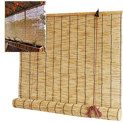Suwooy Tapparella a Carrucola in Bambo,Tende a Rullo in bambù per Finestre,avvolgibile retrò,Tende a Pacchetto Traspiranti,Tende da Sole,Tenda a Lamella in Canna,Personalizzabile,W×H-50x100cm/20x39in