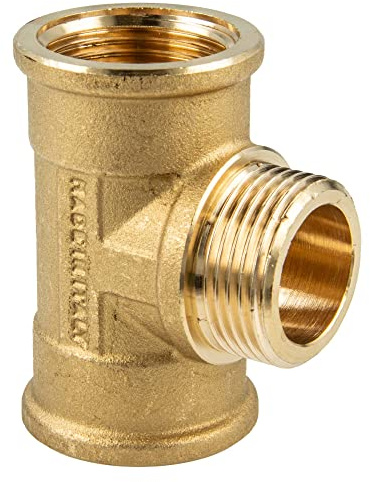 tecuro T-Stück Innengewinde Rp x Außengewinde G x Innengewinde Rp 1 Zoll, MS-blank CW617N