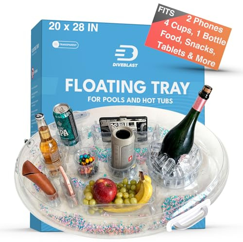 DIVEBLAST: Transparent Floating Drink Holder for Pool, Hot Tub Accessories for Adults - Pool Drink Holder Floats, Swimming Pool Accessories for Adults, Drink Floaties for Pool, Pool Drink Floats
