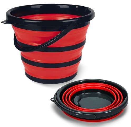 Pantelej Zusammenfaltbarer Silikoneimer 10 Liter inkl. 2 Verstärkungsringe, Wassereimer Langlebiger, kompakter Eimer für Camping Angeln, Wohnmobil, Reisen, Putzeimer, ideal für zu Hause und unterwegs