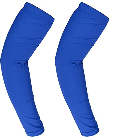 VOCOSTE 1 Paar Ärmlinge Rutschfest ArmSleeves UV Sonnenschutz Armstulpen für Damen Herren Golf Basketball Fahren Radsport Wandern Laufen Blau XL Größe Druck